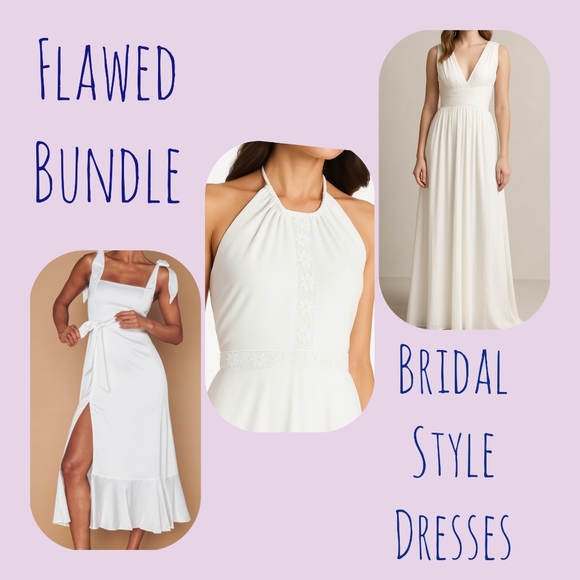 FLAWED BUNDLE of Formal Wedding Bridal White Dresses - Picture 1 of 16
